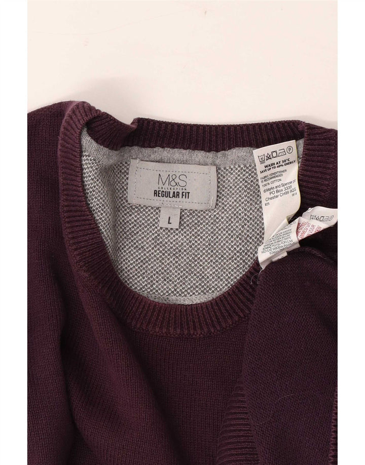 Marks & Spencer Pull à col rond coupe classique pour homme - Taille L - Bordeaux