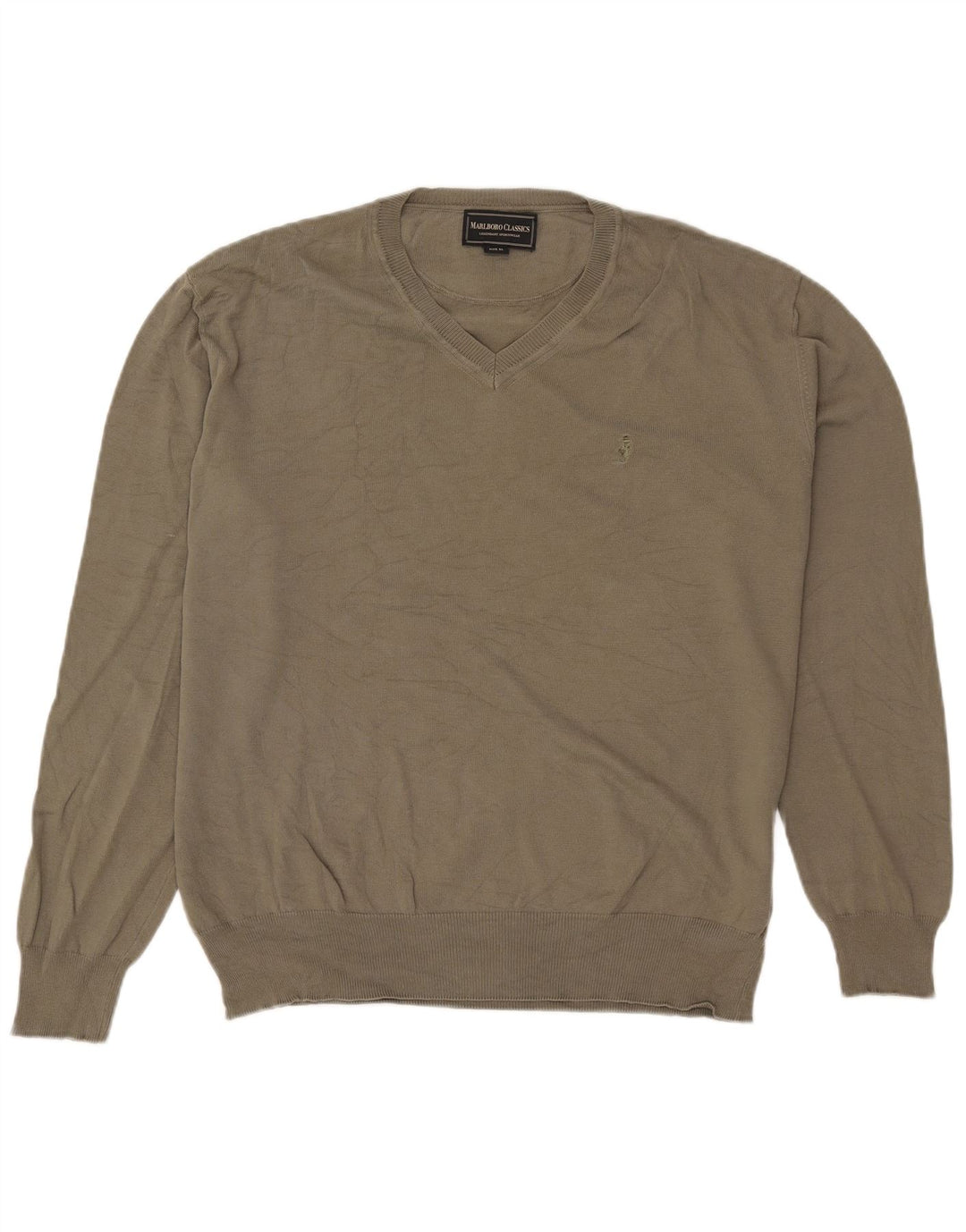 Marlboro Classics Pull col V pour homme XL Kaki Coton