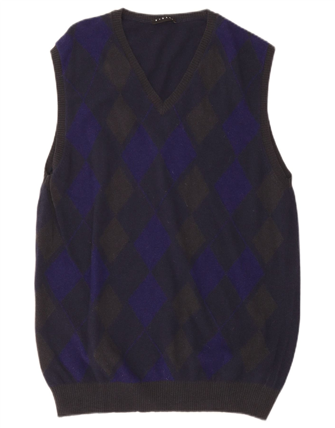 SISLEY Débardeur Débardeur XL Bleu Marine Argyle/Diamond Laine Homme