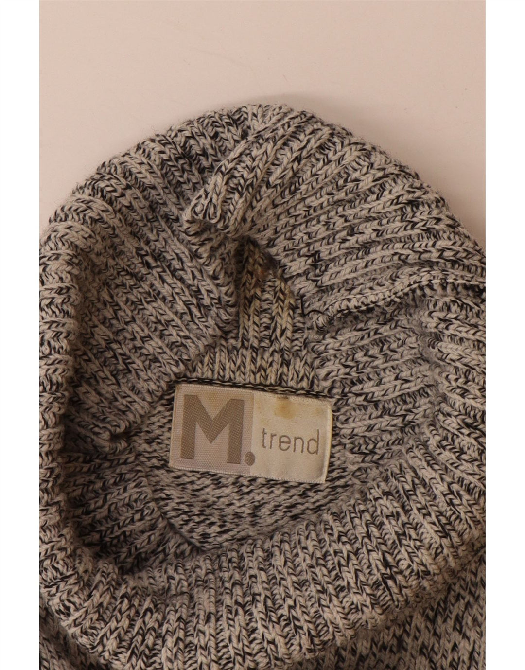 VINTAGE Pull col roulé pour homme 2XL Gris Fair Isle Acrylique