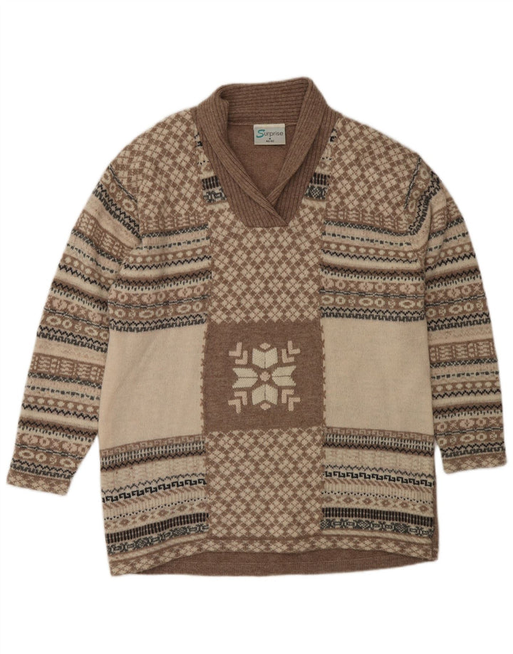 SURPRISE Pull ample à col châle pour femme IT 40/42 Beige moyen