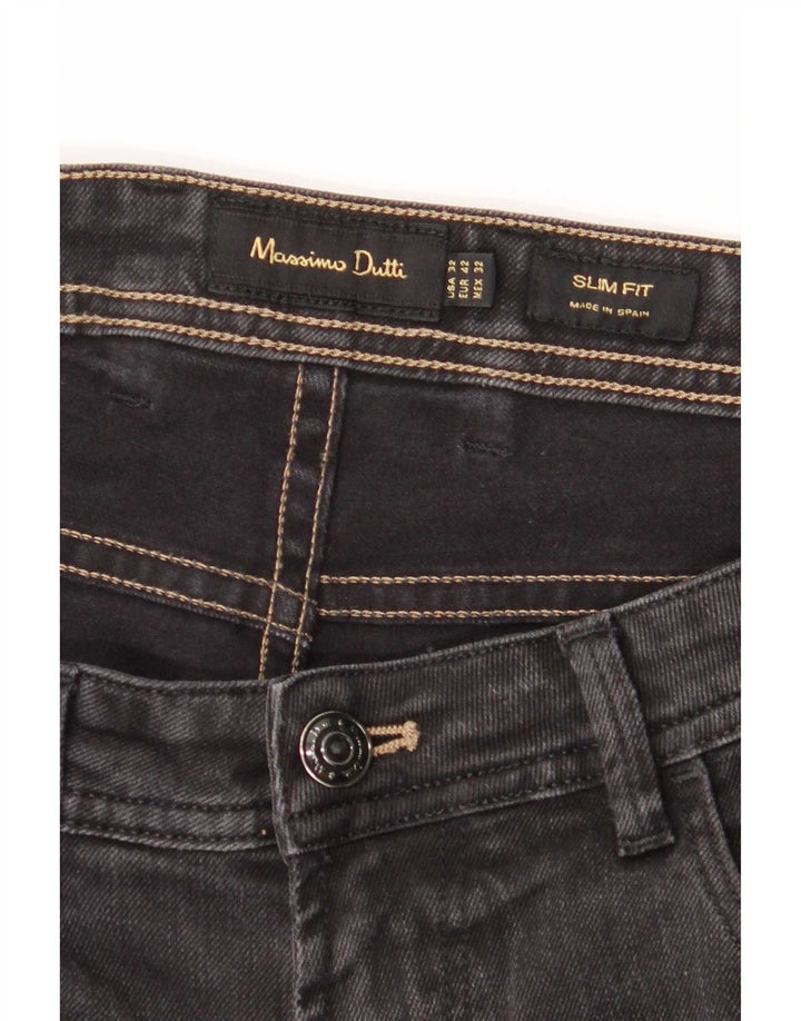 Massimo Dutti Jean slim pour homme EU 42 Large W32 L30 Gris Coton