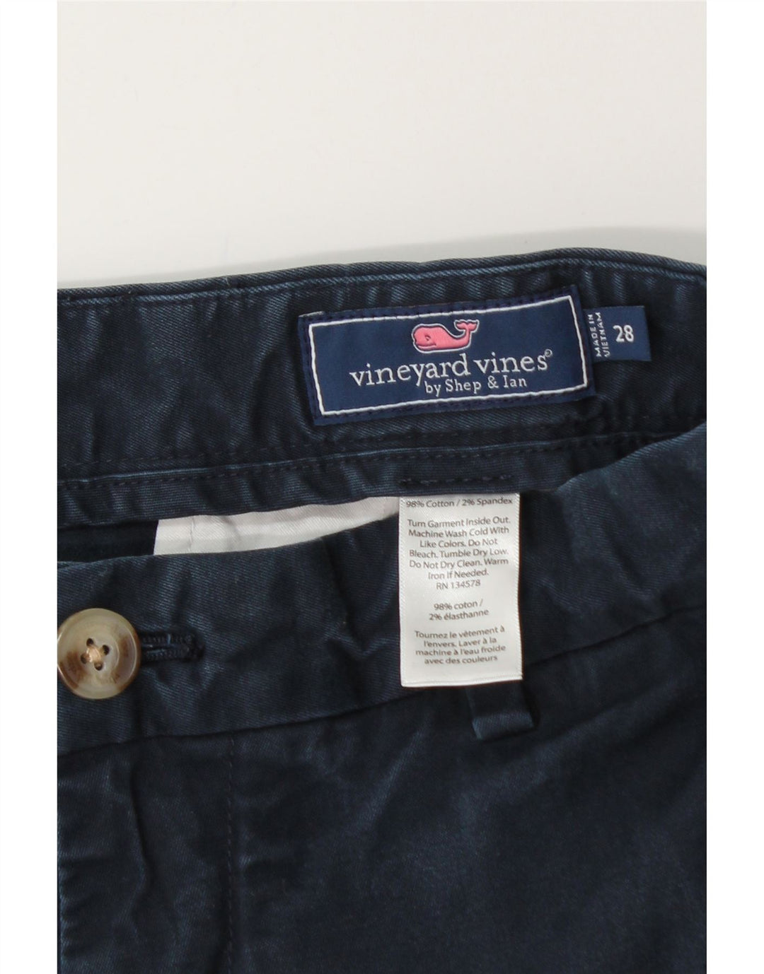 VINEYARD VINES Short Chino Homme W28 Petit Bleu Marine Coton