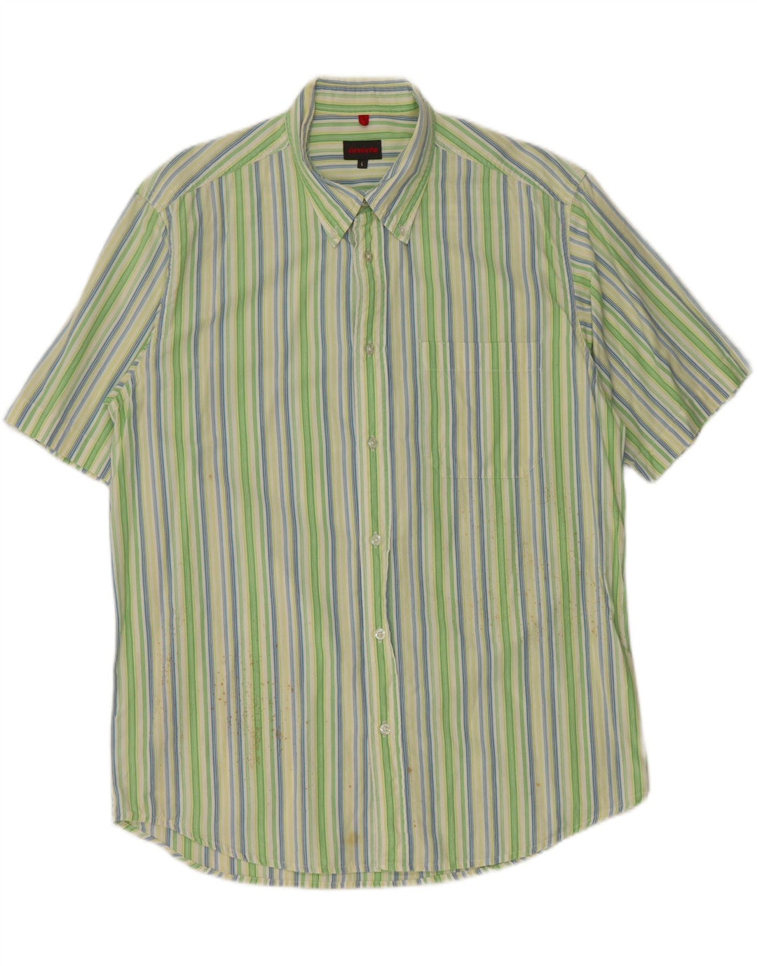 INVICTA Chemise à Manches Courtes Homme Grand Coton Rayé Vert