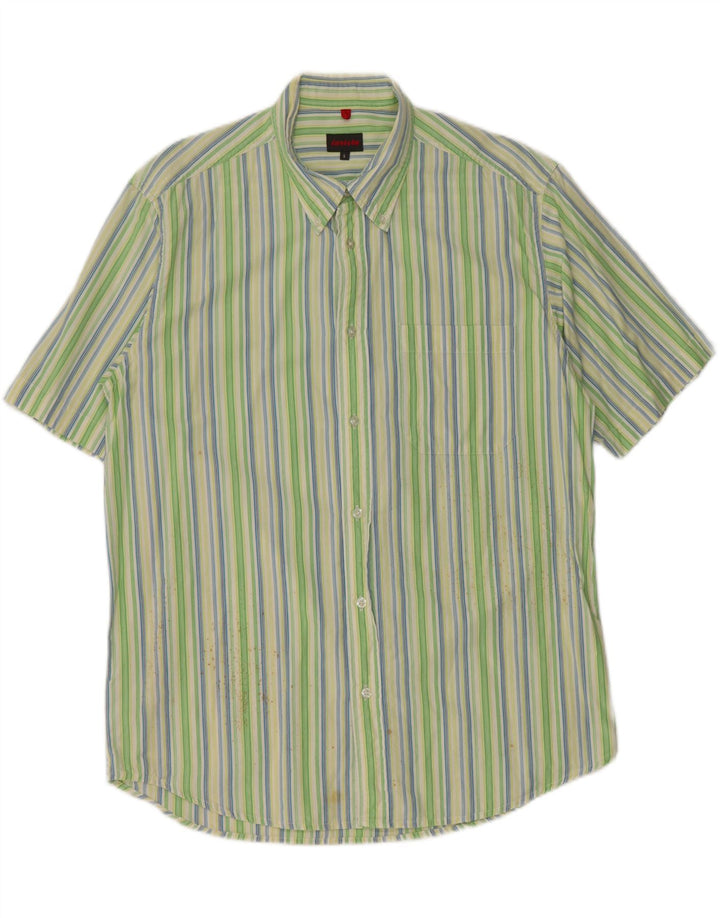 INVICTA Chemise à Manches Courtes Homme Grand Coton Rayé Vert