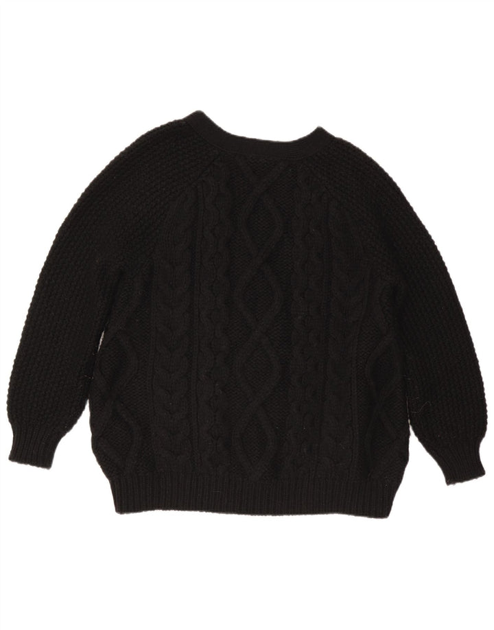 Stefanel Cardigan Femme Pull UK 14 Laine Noir Moyen