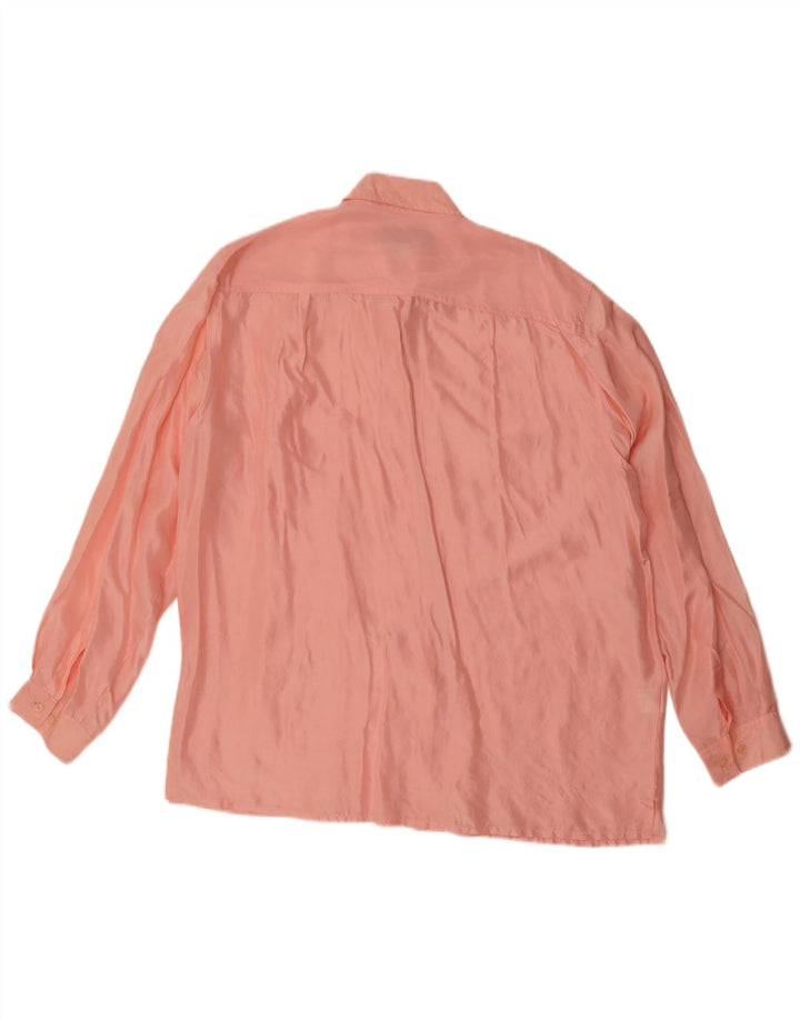 Chemise surdimensionnée femme vintage UK 14 Soie rose moyenne