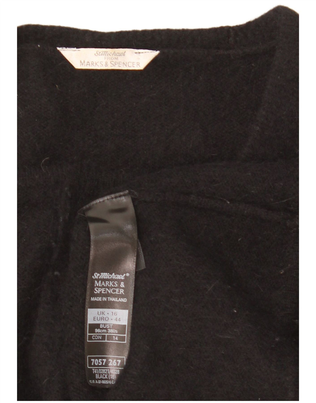 Marks & Spencer Pull Cardigan pour Femme UK 16 Grand Angora Noir