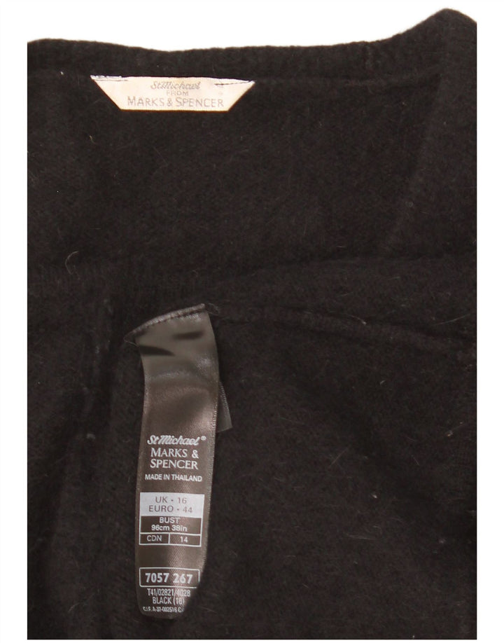 Marks & Spencer Pull Cardigan pour Femme UK 16 Grand Angora Noir