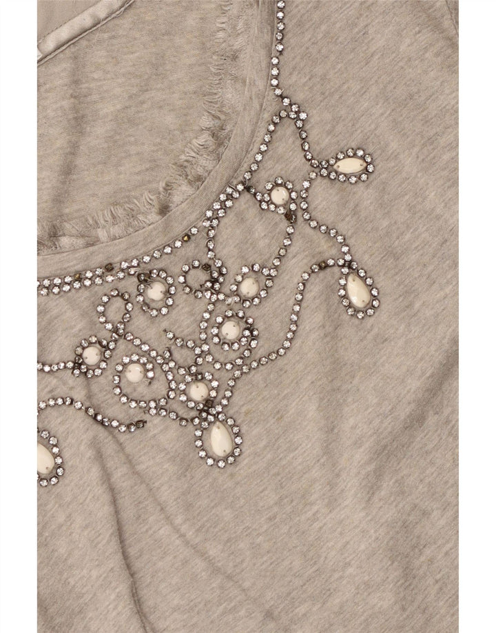 LIU JO Haut à manches longues pour femme UK 10 Small Gris