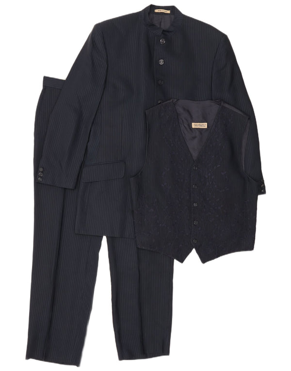 Carlo Pignatelli Costume 3 pièces pour homme IT 52 XL W32 L30 Bleu marine à fines rayures