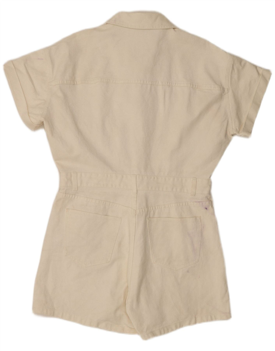 Zara Womens Denim Combishort UK 20 2XL Coton Blanc