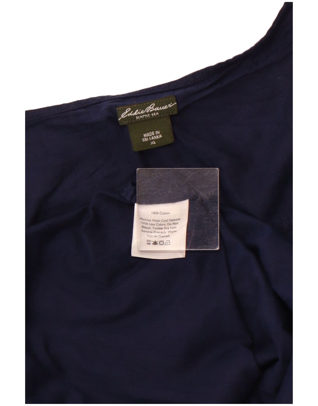 EDDIE BAUER Chemisier à manches 3/4 pour femme UK 18 XL Bleu marine Coton