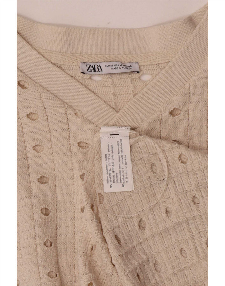 Zara Débardeur Femme UK 14 Polyester Beige Moyen