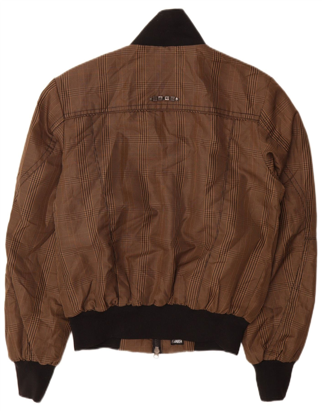 CRIER! Blouson Bomber Homme UK 36 Petit Carreau Marron Polyester