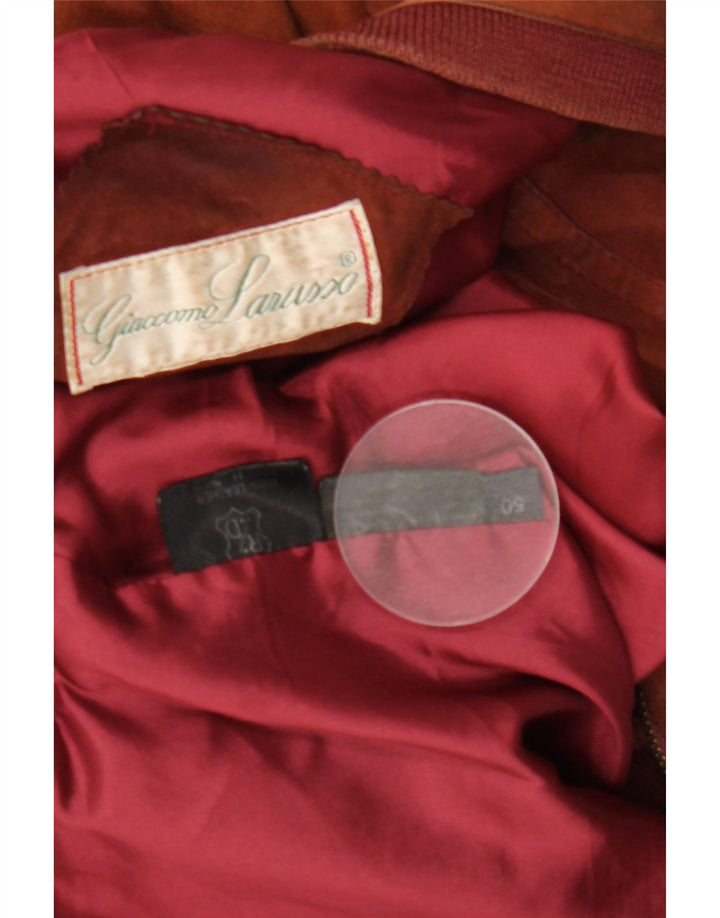 GIACCOMO LARUSSO Veste Bomber Ample en Daim pour Homme IT 50 Large Marron