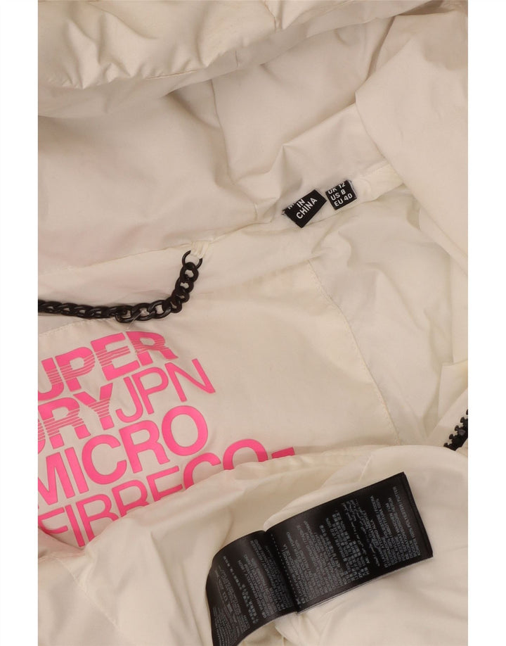 Superdry Veste matelassée à capuche pour femme UK 12 Medium Blanc Polyester
