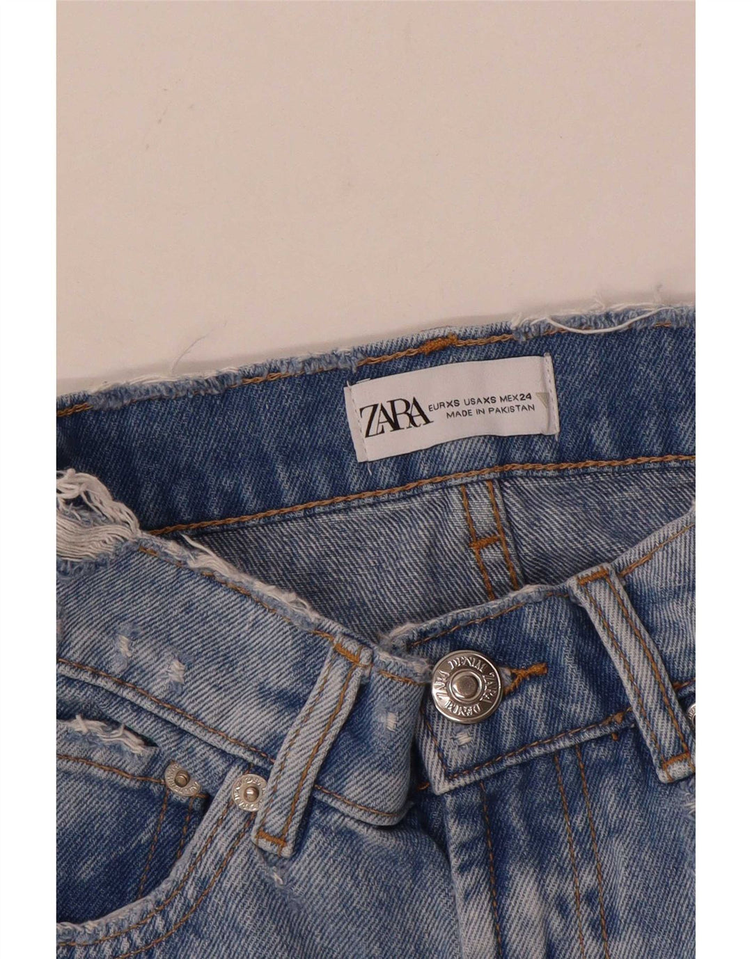 Zara Femme Mini Jupe En Jean XS W24 Bleu