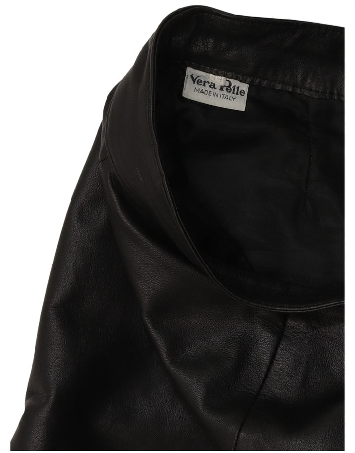 VINTAGE Jupe en cuir femme IT 44 Medium W28 Cuir noir