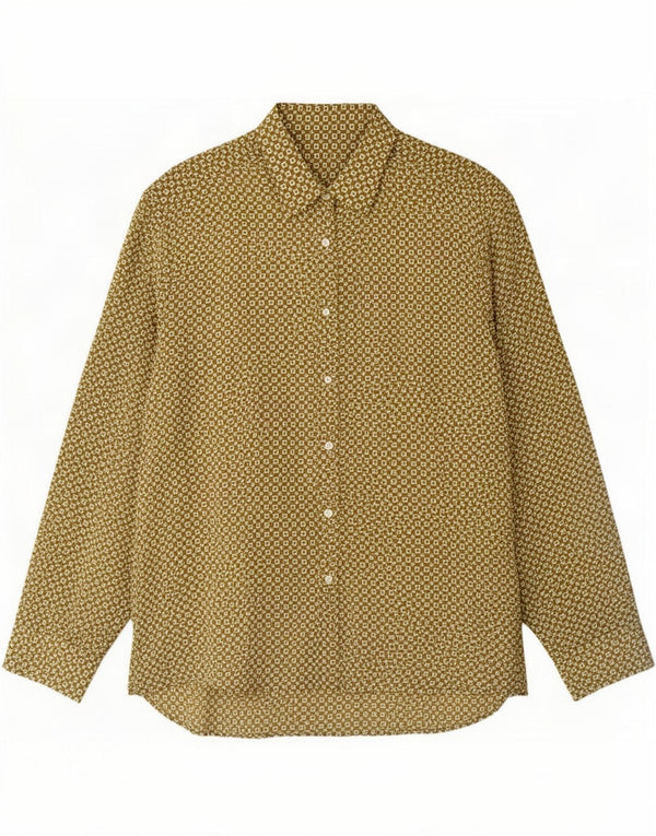 Vintage Chemise coupe classique pour homme Kaki moyen géométrique