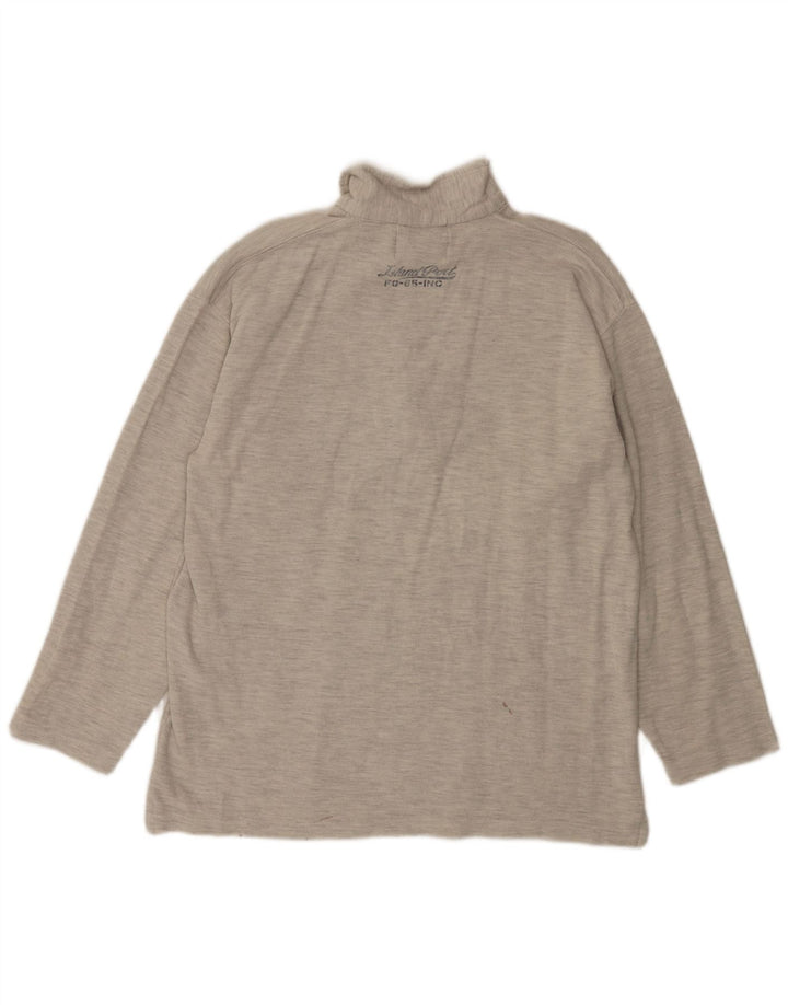 Island Port Polo à manches longues et col zippé pour homme XL gris moucheté