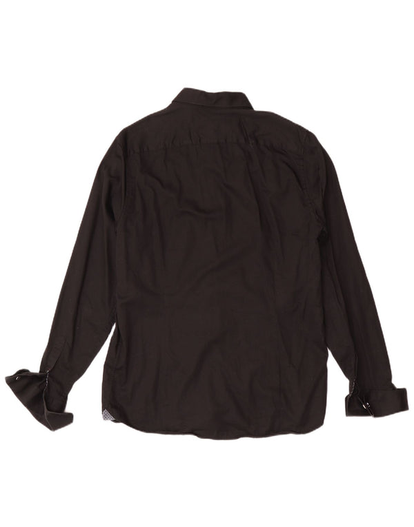 Ted Baker Chemise formelle coupe moderne pour homme Taille 16 Grand coton noir