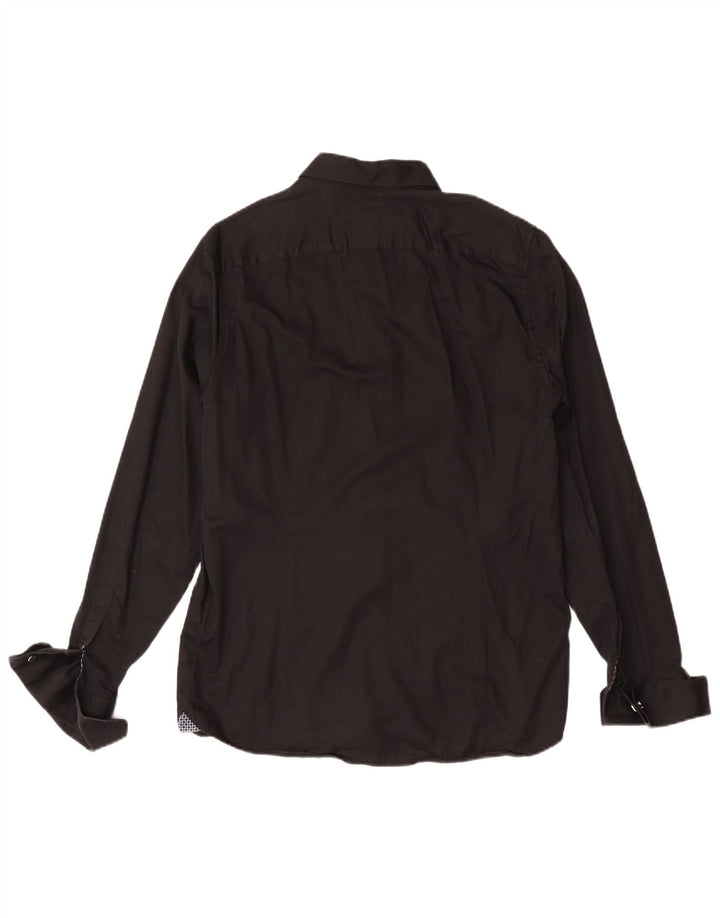 Ted Baker Chemise formelle coupe moderne pour homme Taille 16 Grand coton noir