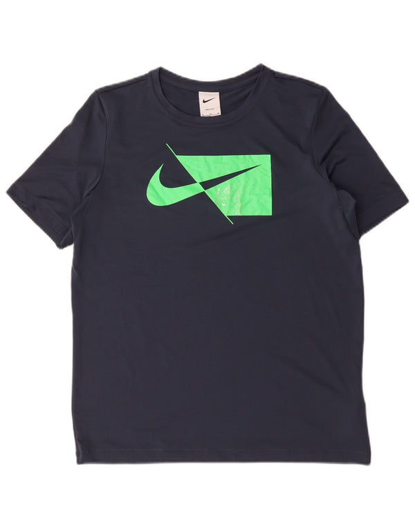 Nike Garçons Dri Fit Graphic T-Shirt Top 13-14 ans XL Bleu Marine Polyester