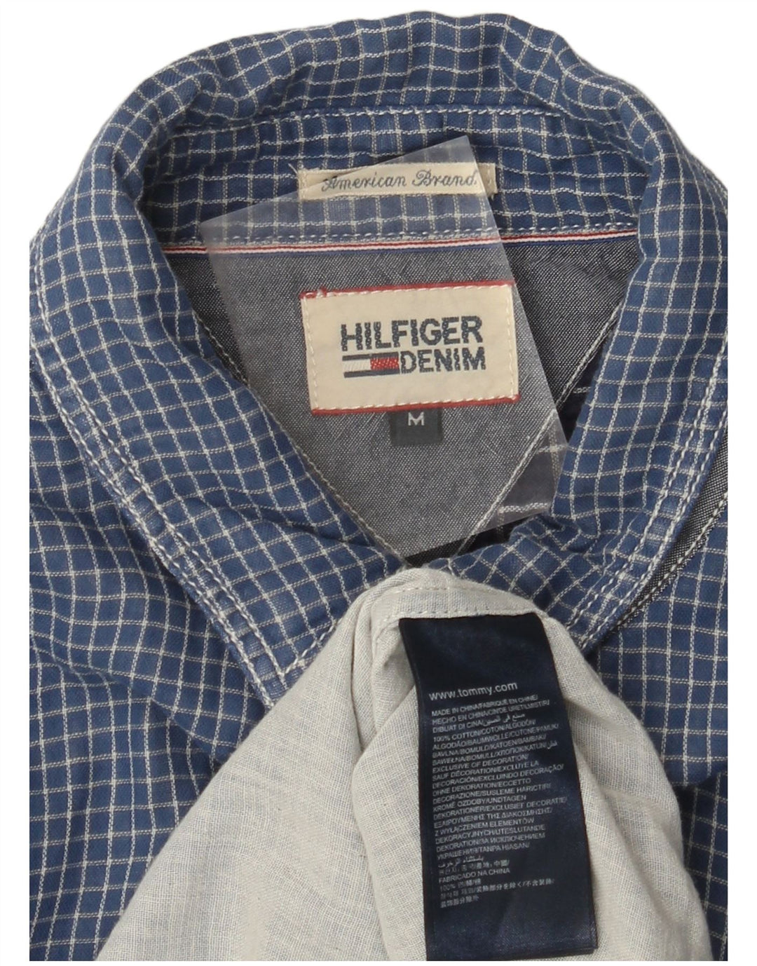 TOMMY HILFIGER Chemise Flanelle Homme Bleu Moyen Carreaux Coton