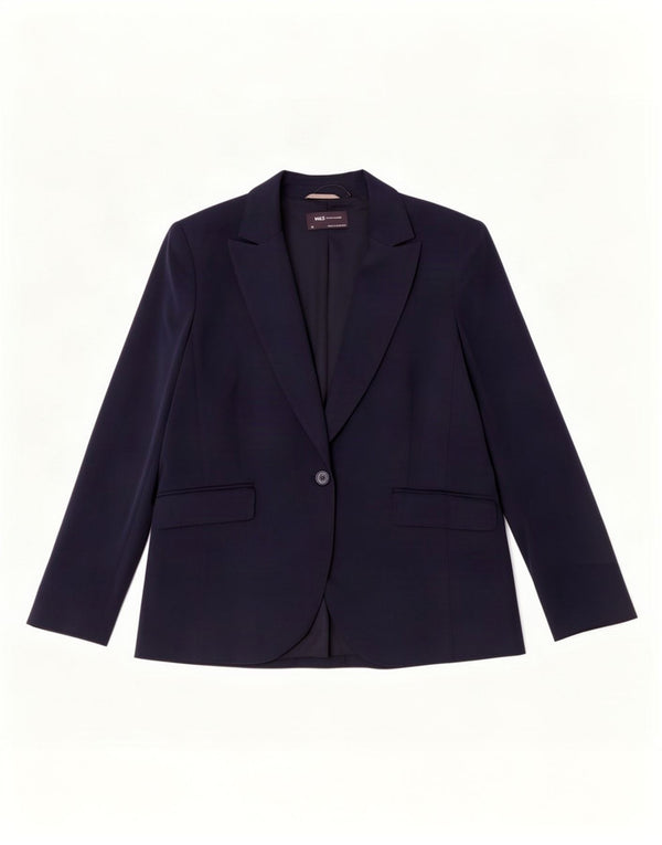 Marks & Spencer Veste blazer 1 bouton pour femme UK 20 2XL Bleu marine Polyester
