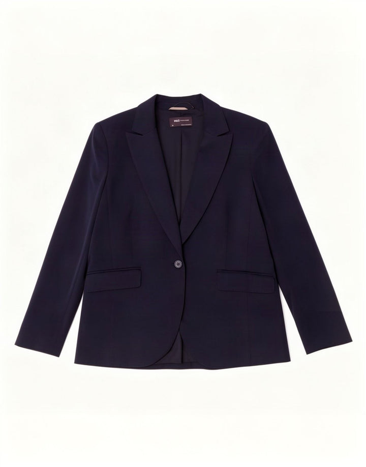 Marks & Spencer Veste blazer 1 bouton pour femme UK 20 2XL Bleu marine Polyester