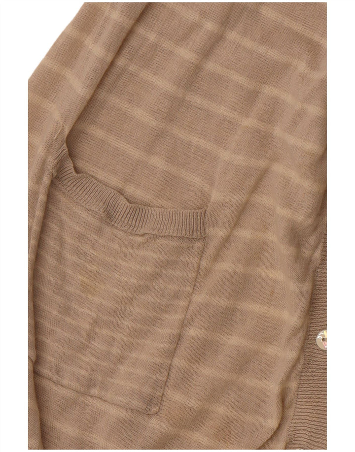 WHITE STUFF Cardigan pour femme en lin rayé beige UK 14