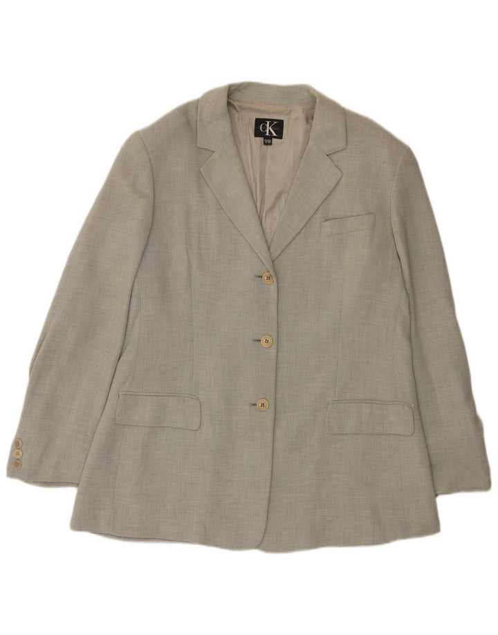Calvin Klein Veste blazer à 3 boutons pour femme US 14 XL Gris Viscose