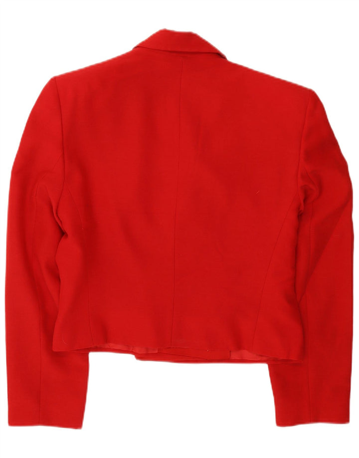 Ferre Veste blazer courte à double boutonnage pour femme UK 14 Rouge moyen