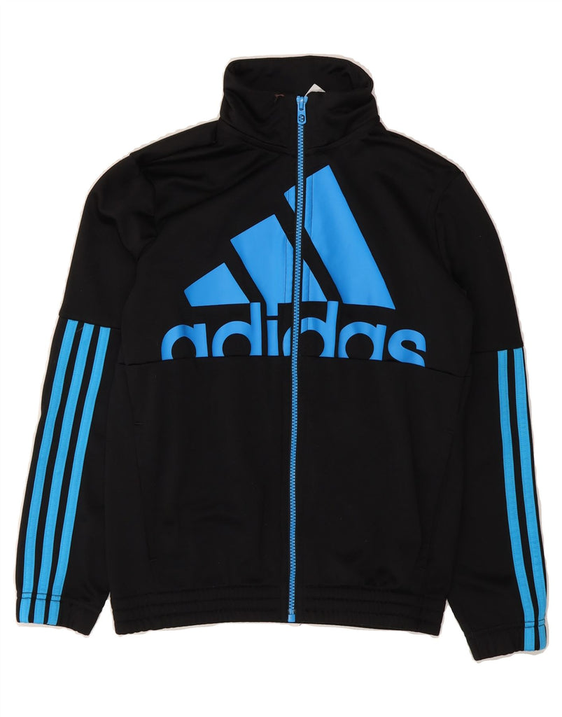 ADIDAS Boys Graphic Tracksuit Top Jacket 11-12 Years Black Polyester Vintage Adidas and Second-Hand Adidas from Messina Hembry 