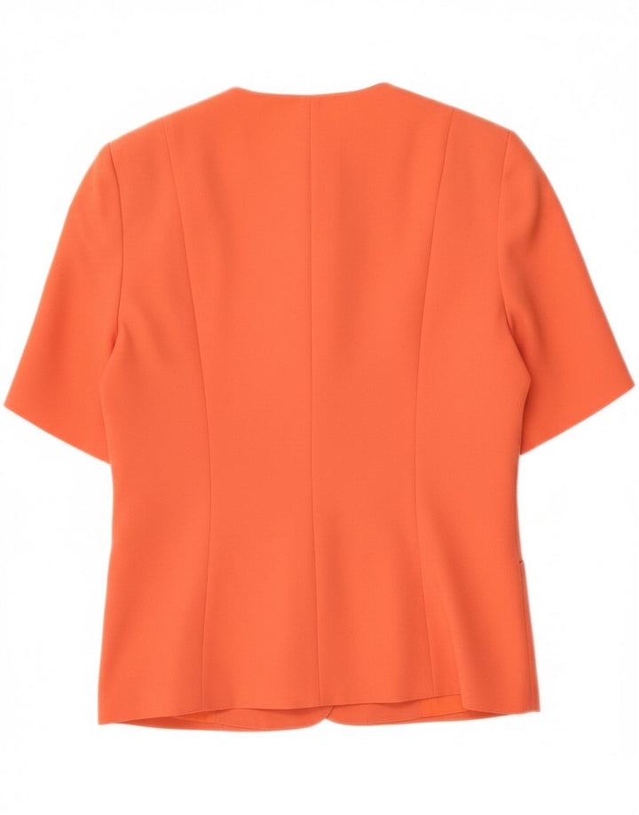 VINTAGE Womens 4 Button Short Sleeve Blazer Jacket UK 14 Large  Orange