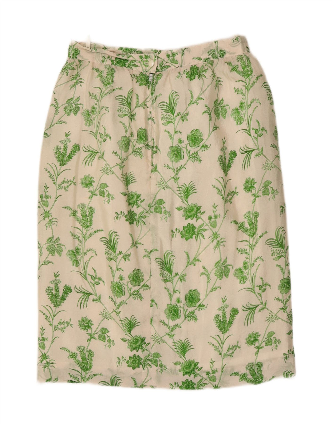 vintage Femme Jupe Droite W28 Moyen Blanc Floral