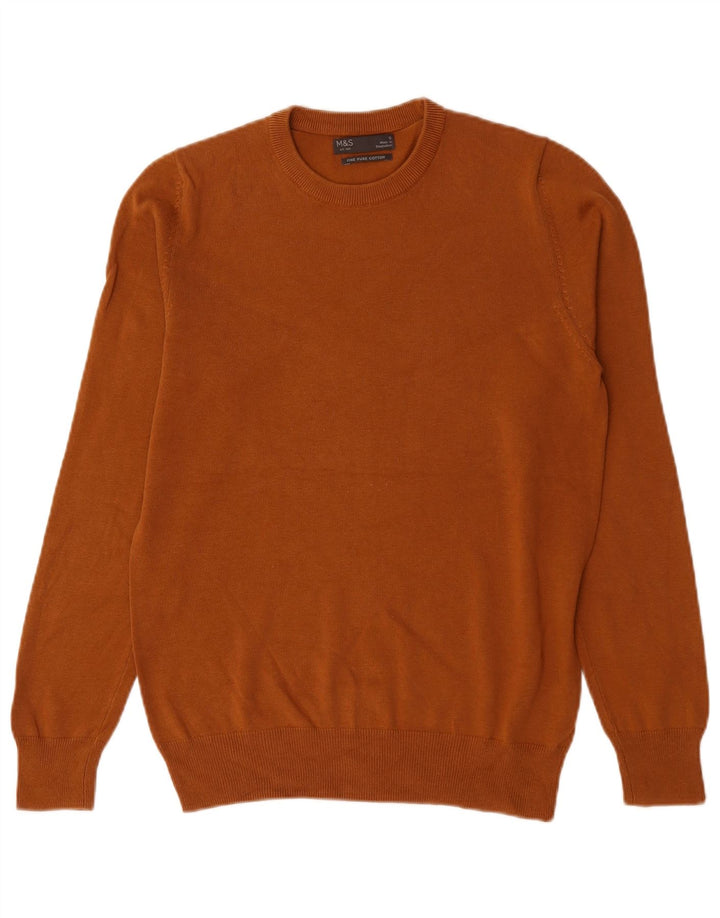 Marks & Spencer Pull à col rond pour homme Petit coton marron