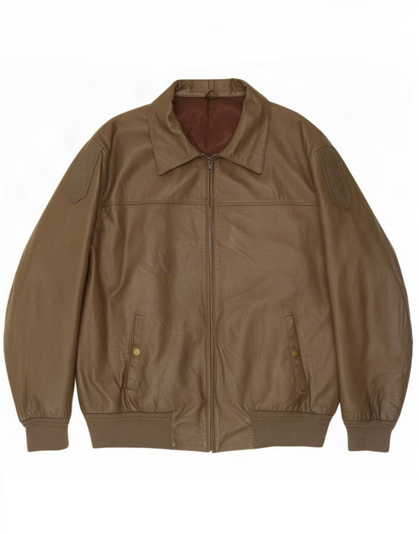 veste en cuir bomber homme vintage UK 42 XL Kaki