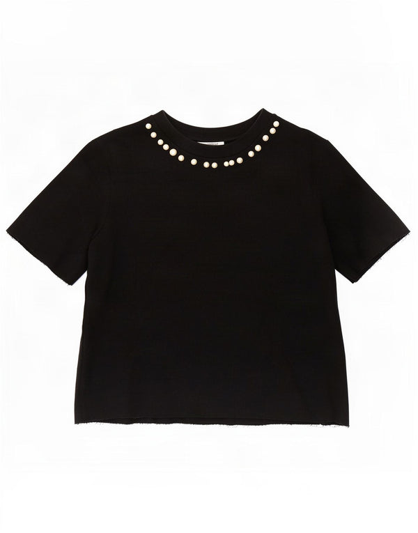 Zara Chemisier Femme Top UK 10 Petit Coton Noir