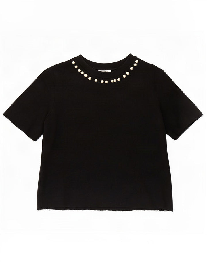 Zara Chemisier Femme Top UK 10 Petit Coton Noir