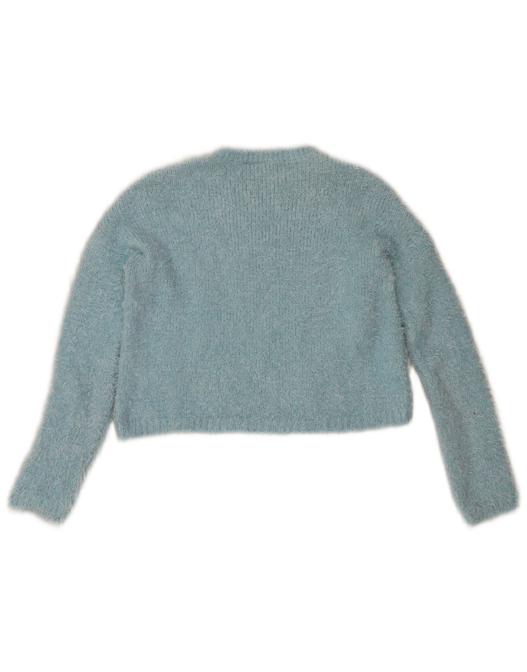 Topshop Pull court à col rond pour femme UK 8 Petit Bleu Polyester