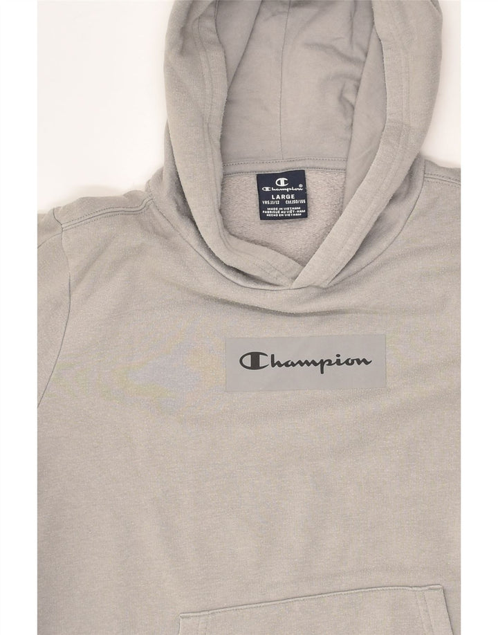 CHAMPION Boys Graphic Hoodie Jumper 11-12 Years Large Grey Cotton | Vintage Champion | Thrift | Second-Hand Champion | Used Clothing | Messina Hembry 