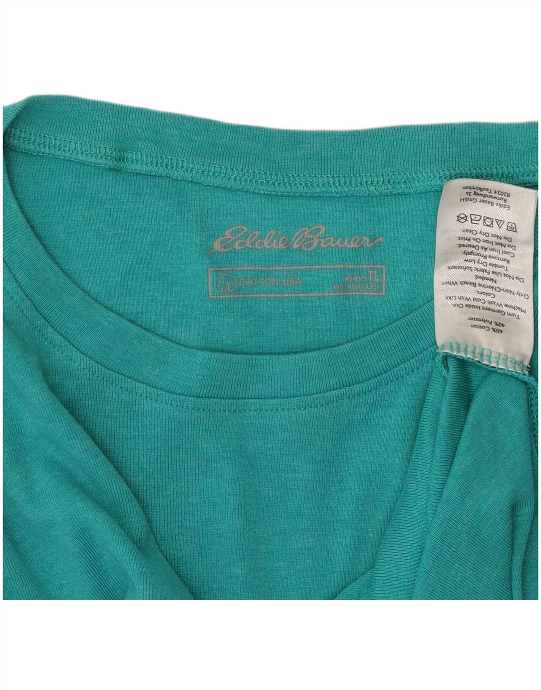 EDDIE BAUER Haut Femme Manches Longues UK 14 Grand Coton Turquoise