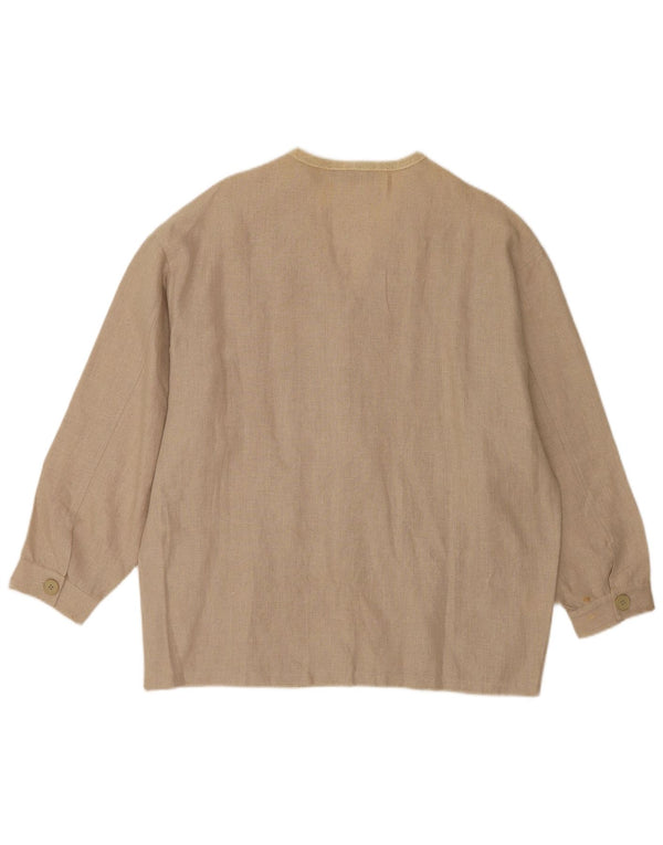 Umberto Vallati Homme Cardigan Pull Large Beige Rayé Coton