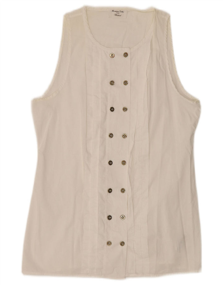 Massimo Dutti Haut chemisier croisé pour femme EU 34 2XS Coton blanc cassé