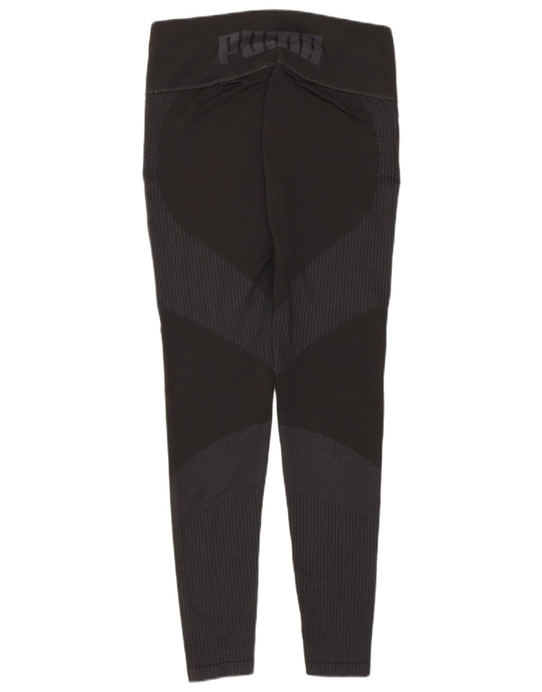 Puma Leggings graphiques pour femmes UK 14 Large Noir Rayé