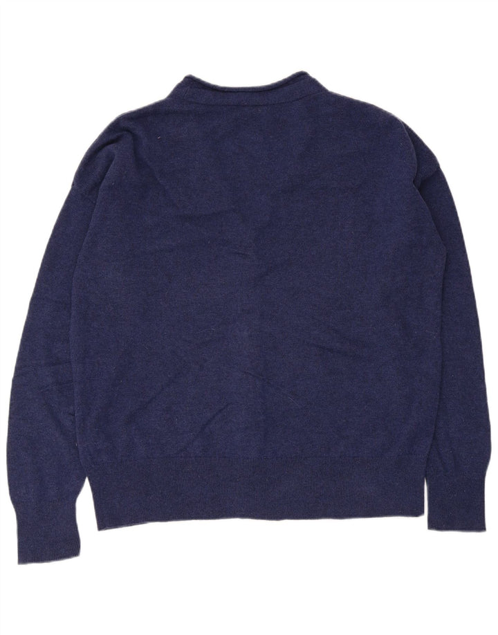 Cos Cardigan Femme Pull UK 14 Laine Bleu Marine Moyen