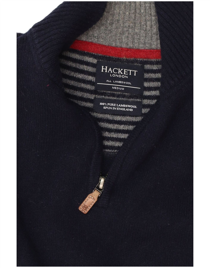 HACKETT Pull Col Zippé Homme Bleu Marine Moyen Laine d'Agneau
