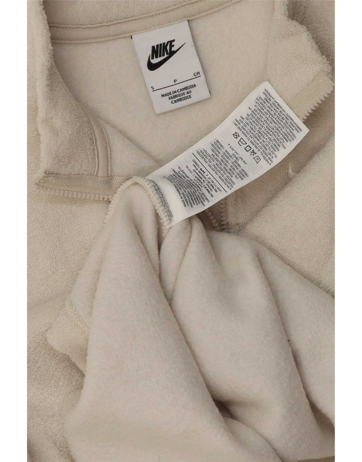 Nike Pull court en polaire à col zippé pour femme UK 10 Petit Blanc cassé Polyester